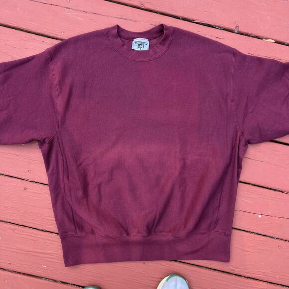 Vintage Faded Red Maroon Burgundy Lee Blank Crewneck XL Sweatshirt Essential USA - Picture 5 of 6